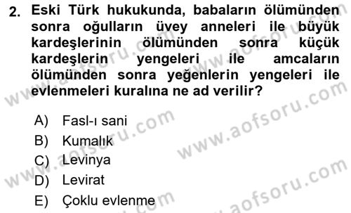 Hukuk Tarihi Dersi 2021 - 2022 Yılı Yaz Okulu Sınav Soruları 2. Soru