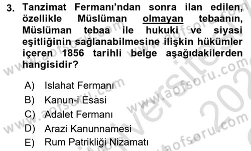 Hukuk Tarihi Dersi 2021 - 2022 Yılı Yaz Okulu Sınav Soruları 3. Soru
