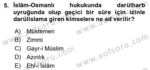 Hukuk Tarihi Dersi 2021 - 2022 Yılı Yaz Okulu Sınav Soruları 5. Soru