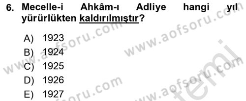 Hukuk Tarihi Dersi 2021 - 2022 Yılı Yaz Okulu Sınav Soruları 6. Soru