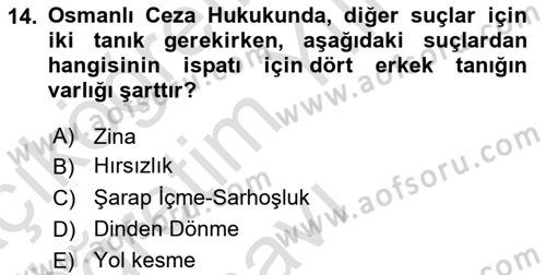 Hukuk Tarihi Dersi 2022 - 2023 Yılı Yaz Okulu Sınav Soruları 14. Soru