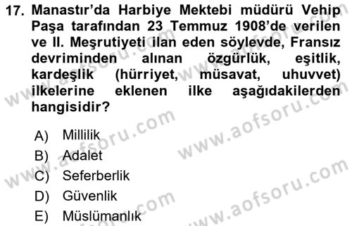 Hukuk Tarihi Dersi 2022 - 2023 Yılı Yaz Okulu Sınav Soruları 17. Soru