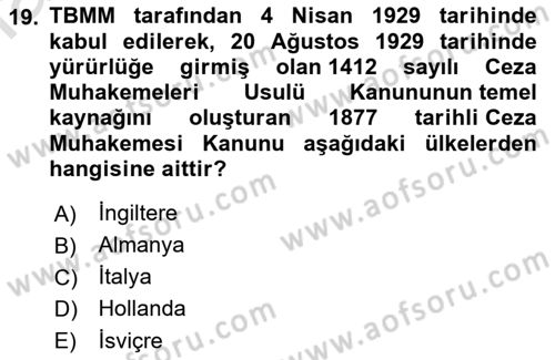 Hukuk Tarihi Dersi 2022 - 2023 Yılı Yaz Okulu Sınav Soruları 19. Soru