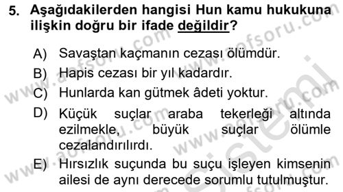 Hukuk Tarihi Dersi 2022 - 2023 Yılı Yaz Okulu Sınav Soruları 5. Soru