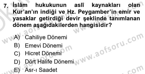 Hukuk Tarihi Dersi 2022 - 2023 Yılı Yaz Okulu Sınav Soruları 7. Soru