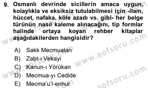 Hukuk Tarihi Dersi 2022 - 2023 Yılı Yaz Okulu Sınav Soruları 9. Soru