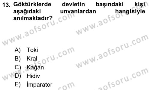 Hukuk Tarihi Dersi 2023 - 2024 Yılı (Vize) Ara Sınav Soruları 13. Soru