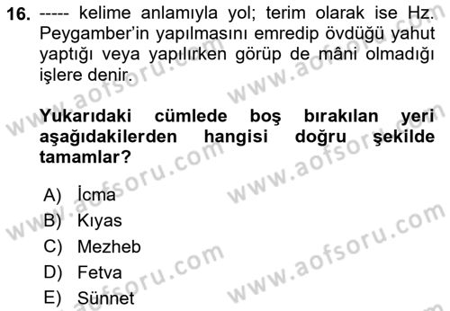 Hukuk Tarihi Dersi 2023 - 2024 Yılı (Vize) Ara Sınav Soruları 16. Soru