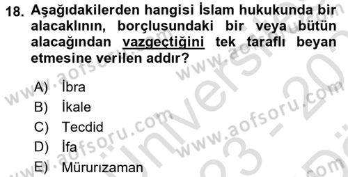Hukuk Tarihi Dersi 2023 - 2024 Yılı (Vize) Ara Sınav Soruları 18. Soru