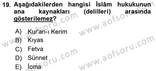 Hukuk Tarihi Dersi 2023 - 2024 Yılı (Vize) Ara Sınav Soruları 19. Soru