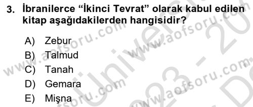 Hukuk Tarihi Dersi 2023 - 2024 Yılı (Vize) Ara Sınav Soruları 3. Soru