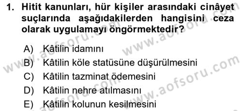 Hukuk Tarihi Dersi 2023 - 2024 Yılı (Final) Dönem Sonu Sınav Soruları 1. Soru