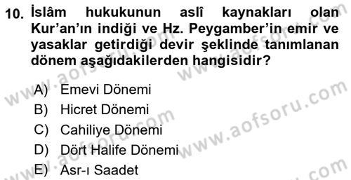 Hukuk Tarihi Dersi 2023 - 2024 Yılı (Final) Dönem Sonu Sınav Soruları 10. Soru