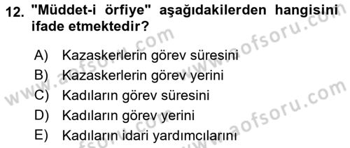 Hukuk Tarihi Dersi 2023 - 2024 Yılı (Final) Dönem Sonu Sınav Soruları 12. Soru