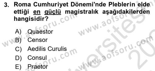 Hukuk Tarihi Dersi 2023 - 2024 Yılı (Final) Dönem Sonu Sınav Soruları 3. Soru