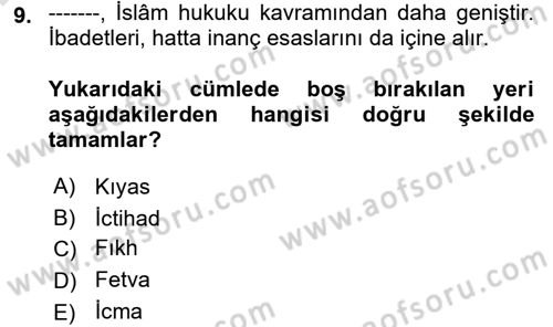 Hukuk Tarihi Dersi 2023 - 2024 Yılı (Final) Dönem Sonu Sınav Soruları 9. Soru