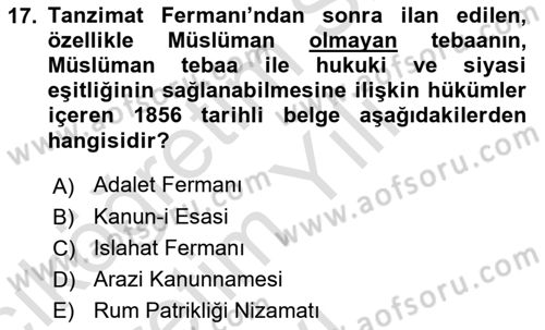 Hukuk Tarihi Dersi 2023 - 2024 Yılı Yaz Okulu Sınav Soruları 17. Soru