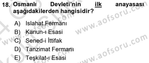 Hukuk Tarihi Dersi 2023 - 2024 Yılı Yaz Okulu Sınav Soruları 18. Soru