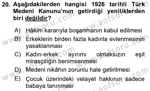 Hukuk Tarihi Dersi 2023 - 2024 Yılı Yaz Okulu Sınav Soruları 20. Soru