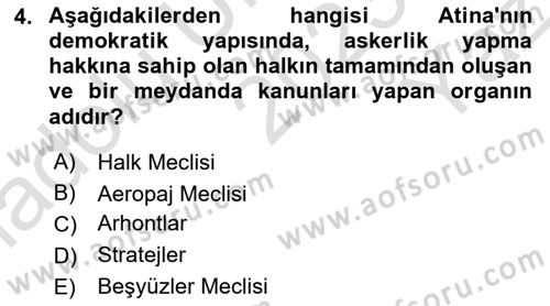 Hukuk Tarihi Dersi 2023 - 2024 Yılı Yaz Okulu Sınav Soruları 4. Soru