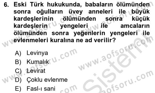 Hukuk Tarihi Dersi 2023 - 2024 Yılı Yaz Okulu Sınav Soruları 6. Soru