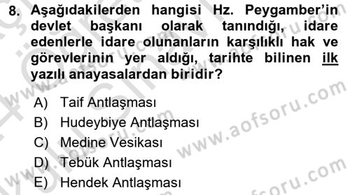 Hukuk Tarihi Dersi 2023 - 2024 Yılı Yaz Okulu Sınav Soruları 8. Soru