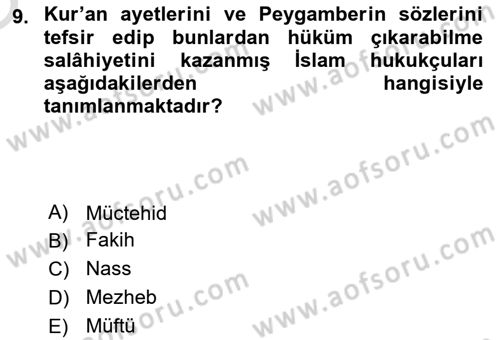 Hukuk Tarihi Dersi 2023 - 2024 Yılı Yaz Okulu Sınav Soruları 9. Soru
