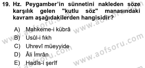 Hukuk Tarihi Dersi 2024 - 2025 Yılı (Vize) Ara Sınav Soruları 19. Soru