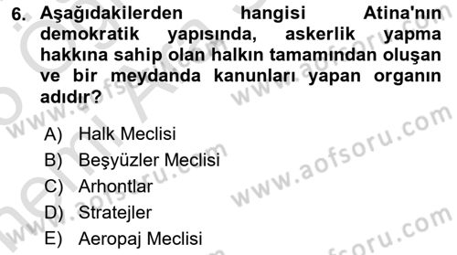 Hukuk Tarihi Dersi 2024 - 2025 Yılı (Vize) Ara Sınav Soruları 6. Soru