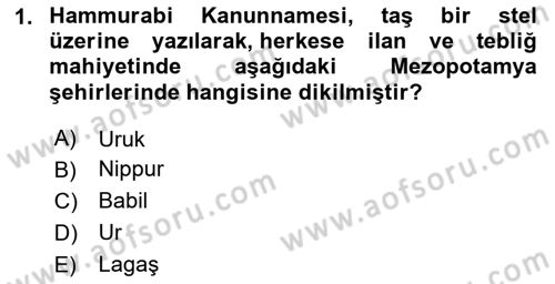 Hukuk Tarihi Dersi 2024 - 2025 Yılı (Final) Dönem Sonu Sınav Soruları 1. Soru