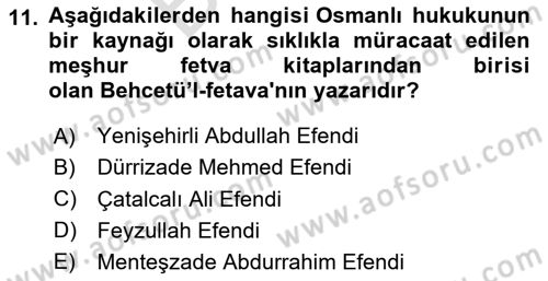 Hukuk Tarihi Dersi 2024 - 2025 Yılı (Final) Dönem Sonu Sınav Soruları 11. Soru