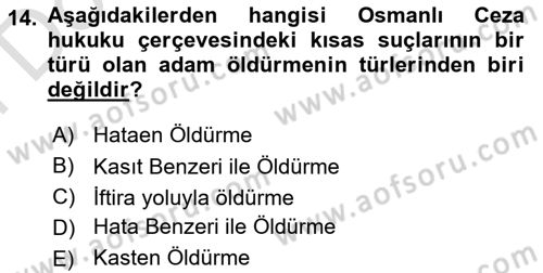 Hukuk Tarihi Dersi 2024 - 2025 Yılı (Final) Dönem Sonu Sınav Soruları 14. Soru