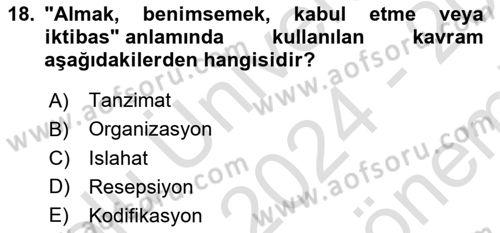 Hukuk Tarihi Dersi 2024 - 2025 Yılı (Final) Dönem Sonu Sınav Soruları 18. Soru
