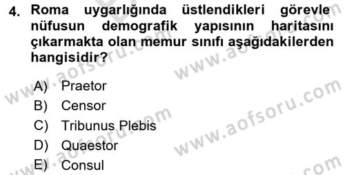 Hukuk Tarihi Dersi 2024 - 2025 Yılı (Final) Dönem Sonu Sınav Soruları 4. Soru