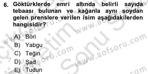 Hukuk Tarihi Dersi 2024 - 2025 Yılı (Final) Dönem Sonu Sınav Soruları 6. Soru