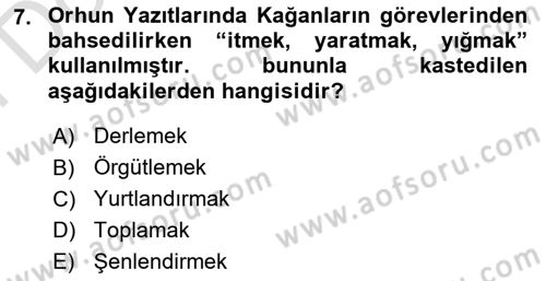 Hukuk Tarihi Dersi 2024 - 2025 Yılı (Final) Dönem Sonu Sınav Soruları 7. Soru