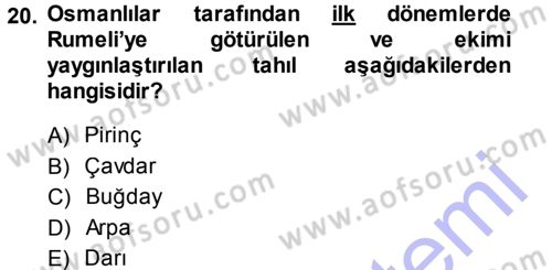 Osmanlı İktisat Tarihi Dersi Ara Sınavı Deneme Sınav Soruları 20. Soru
