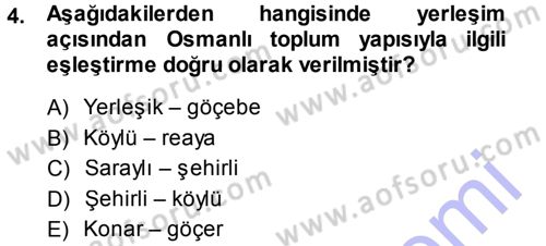 Osmanlı İktisat Tarihi Dersi Ara Sınavı Deneme Sınav Soruları 4. Soru
