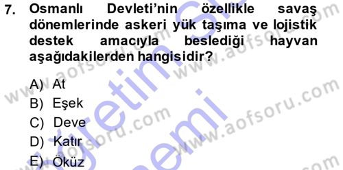 Osmanlı İktisat Tarihi Dersi 2013 - 2014 Yılı (Final) Dönem Sonu Sınav Soruları 7. Soru