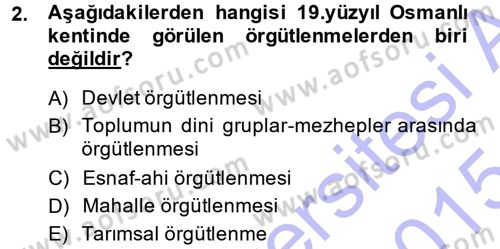 Osmanlı İktisat Tarihi Dersi Ara Sınavı Deneme Sınav Soruları 2. Soru