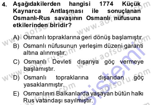 Osmanlı İktisat Tarihi Dersi 2014 - 2015 Yılı (Vize) Ara Sınav Soruları 4. Soru