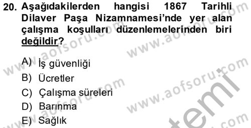 Osmanlı İktisat Tarihi Dersi 2014 - 2015 Yılı (Final) Dönem Sonu Sınav Soruları 20. Soru