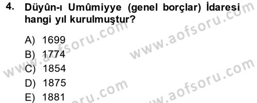 Osmanlı İktisat Tarihi Dersi 2014 - 2015 Yılı (Final) Dönem Sonu Sınav Soruları 4. Soru