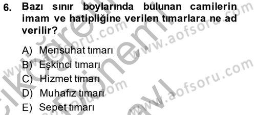 Osmanlı İktisat Tarihi Dersi 2014 - 2015 Yılı (Final) Dönem Sonu Sınav Soruları 6. Soru