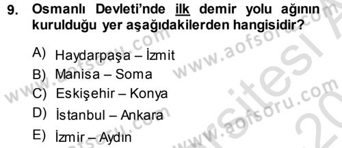Osmanlı İktisat Tarihi Dersi 2014 - 2015 Yılı Tek Ders Sınav Soruları 9. Soru
