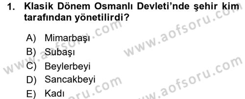 Osmanlı İktisat Tarihi Dersi Ara Sınavı Deneme Sınav Soruları 1. Soru