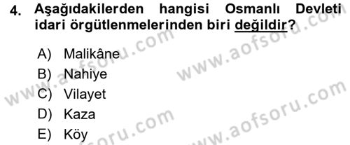 Osmanlı İktisat Tarihi Dersi Ara Sınavı Deneme Sınav Soruları 4. Soru