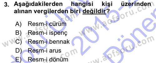 Osmanlı İktisat Tarihi Dersi 2015 - 2016 Yılı (Final) Dönem Sonu Sınav Soruları 3. Soru