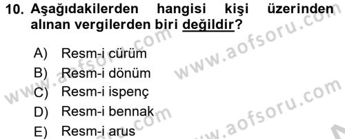 Osmanlı İktisat Tarihi Dersi 2016 - 2017 Yılı 3 Ders Sınav Soruları 10. Soru