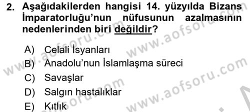 Osmanlı İktisat Tarihi Dersi 2016 - 2017 Yılı 3 Ders Sınav Soruları 2. Soru